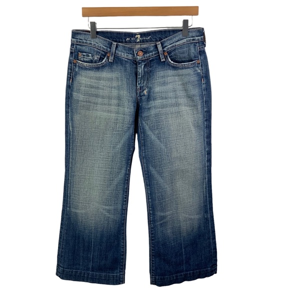7 FOR ALL MANKIND Dojo Crop Jeans Size 29 Blue Jean Capris L23 - Picture 5 of 10